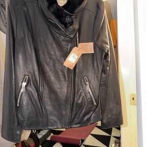 Wilsons Leather Black Jacket with Fur Collar